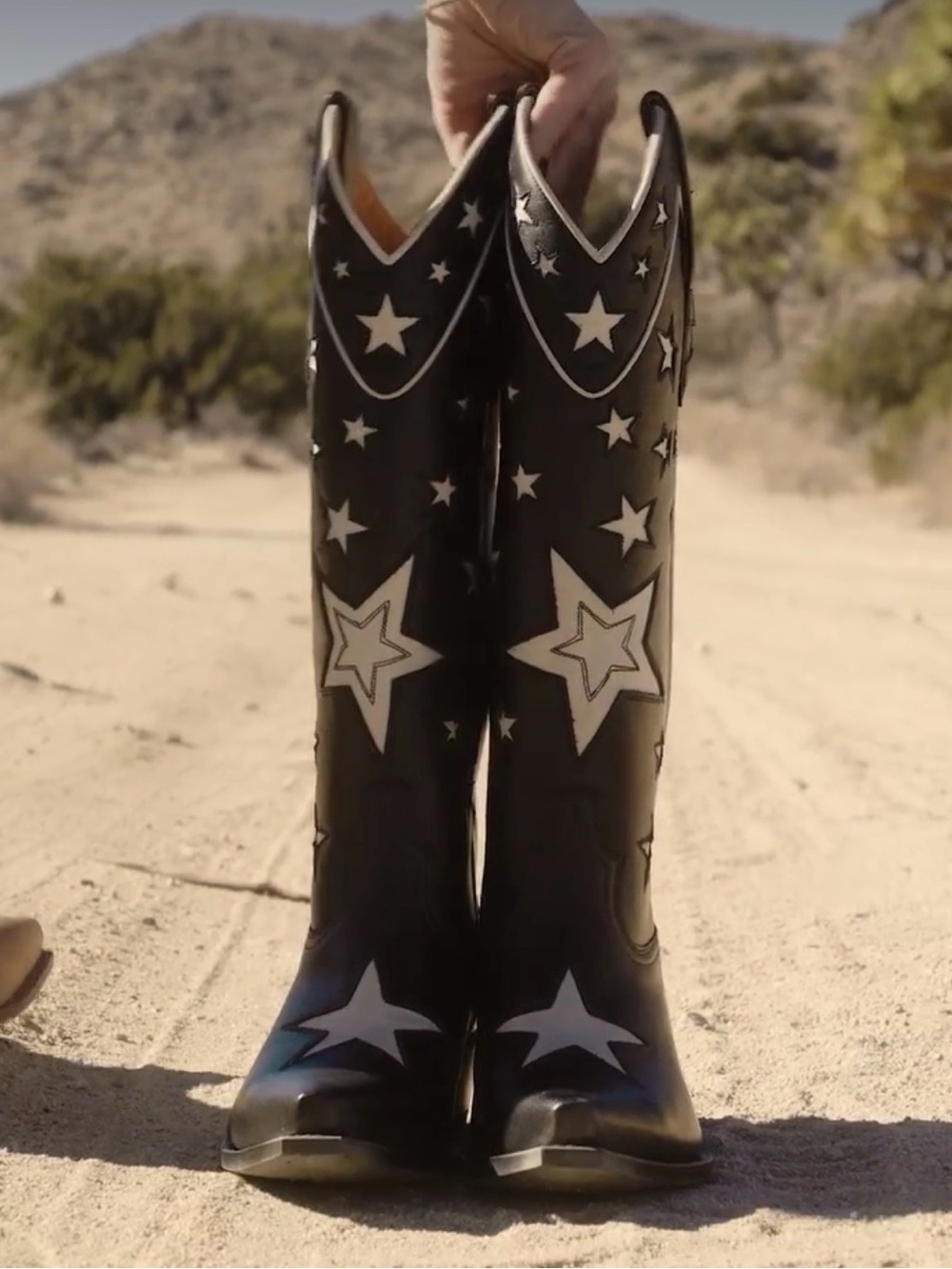 Ranch Road Presidio Black White Star Tall Leather Western Cowgirl Cowboy Boots - Picture 11 of 16